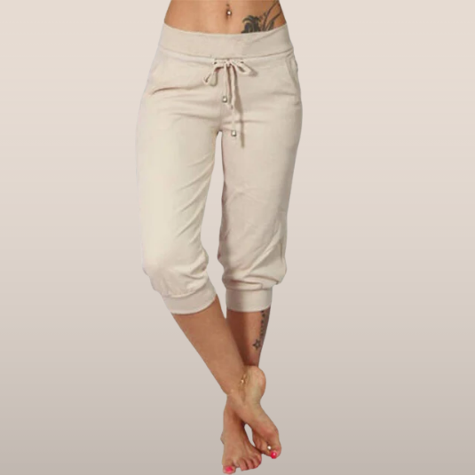 Delphine | Cropped Pants with Drawstring and Elastic Waist