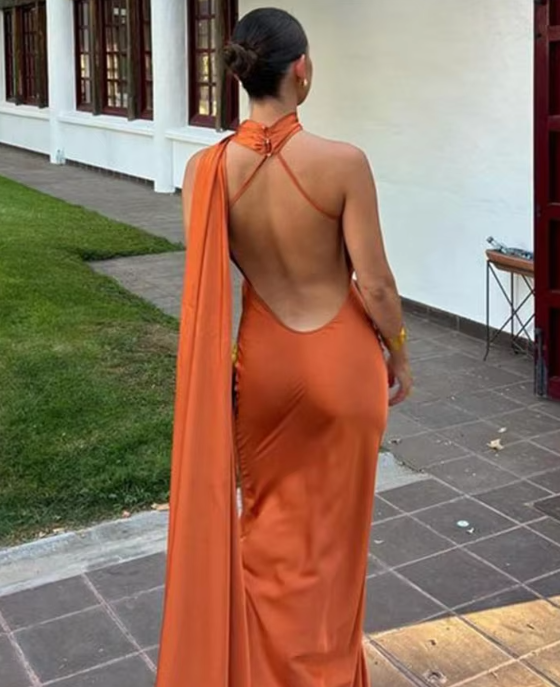 Jade | Long Draped Evening Dress