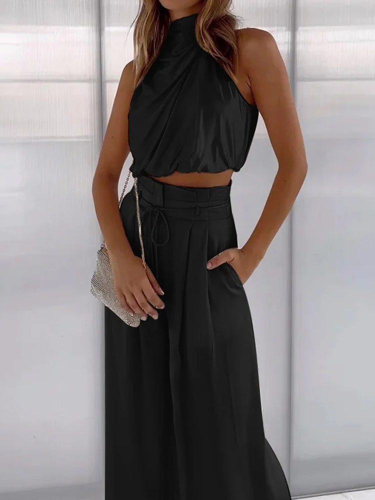 Marine | Chic Set – Asymmetrical Top and Flowing Pants