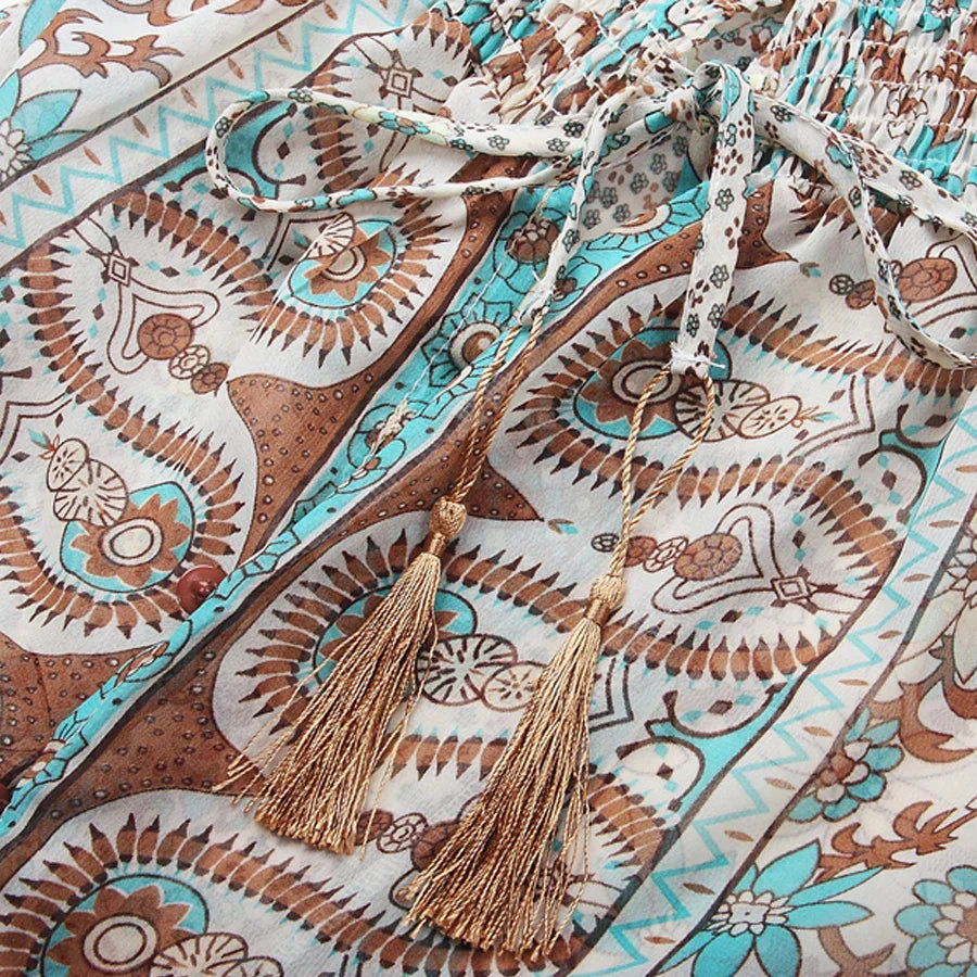 Catherine | Long Bohemian Dress – Chic Print and Fluid Cut