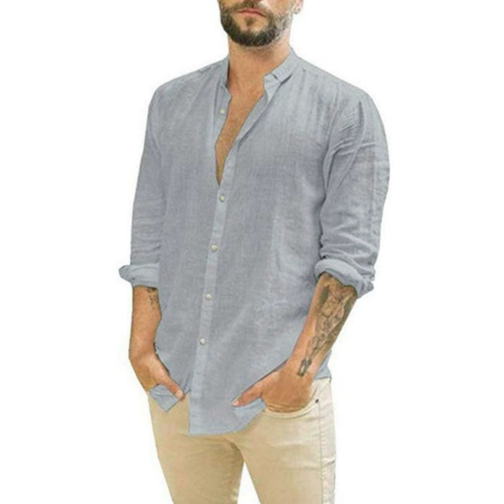 Salim | Men's Long Sleeve Shirt with Mao Collar