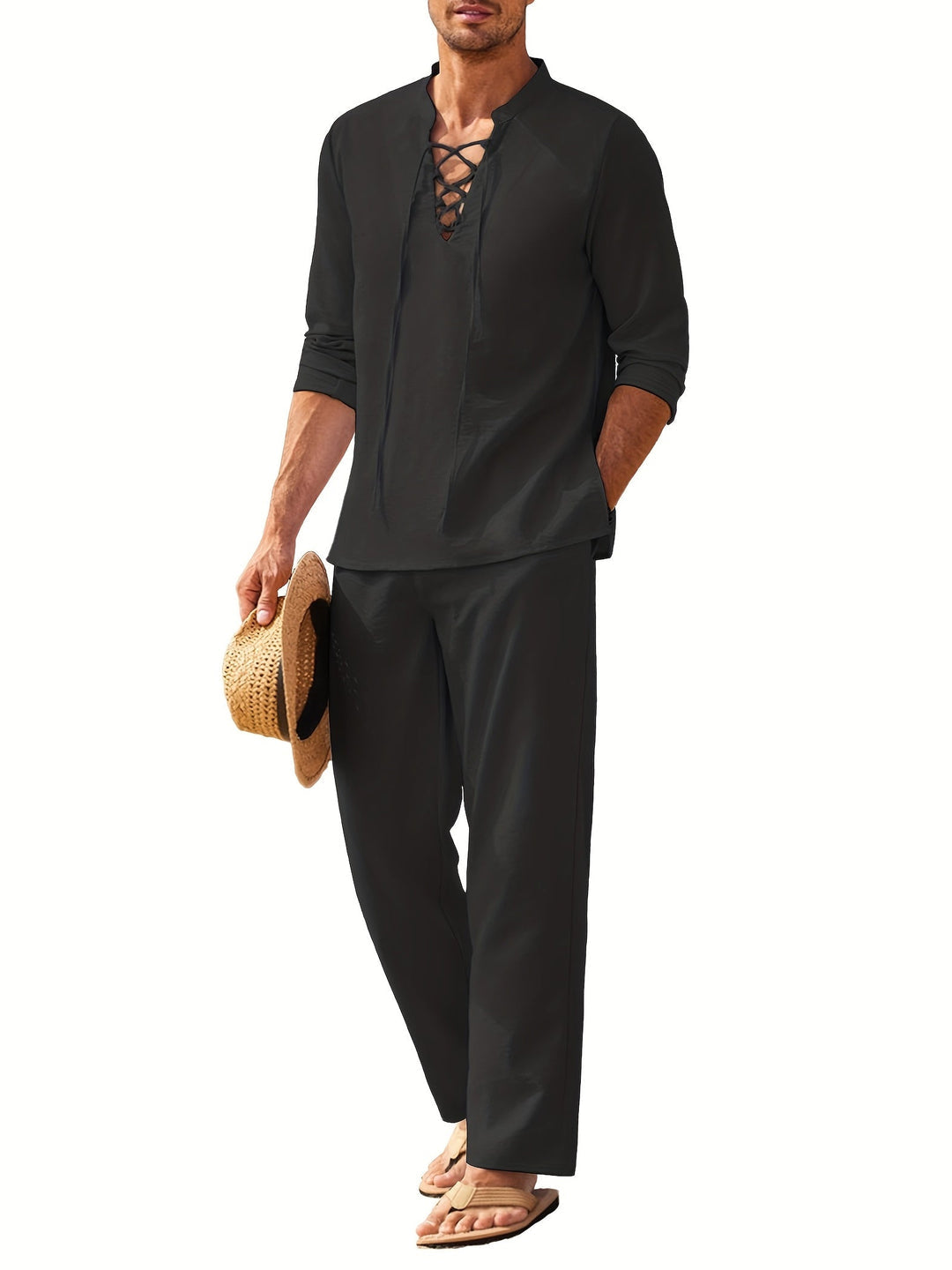 Nicolas | Set Bohème Chic – Haut Lacé & Pantalon Fluide