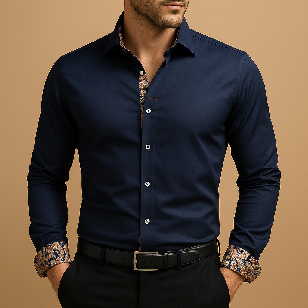 Loïc | Fitted Long Sleeve Shirt with Structured Collar