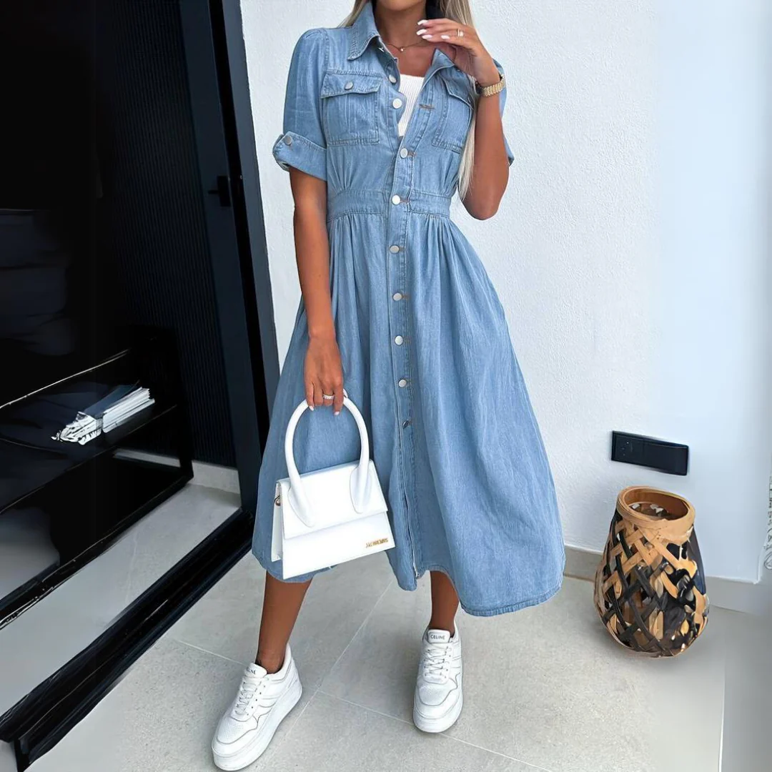 Olga | Button-Up Denim Dress