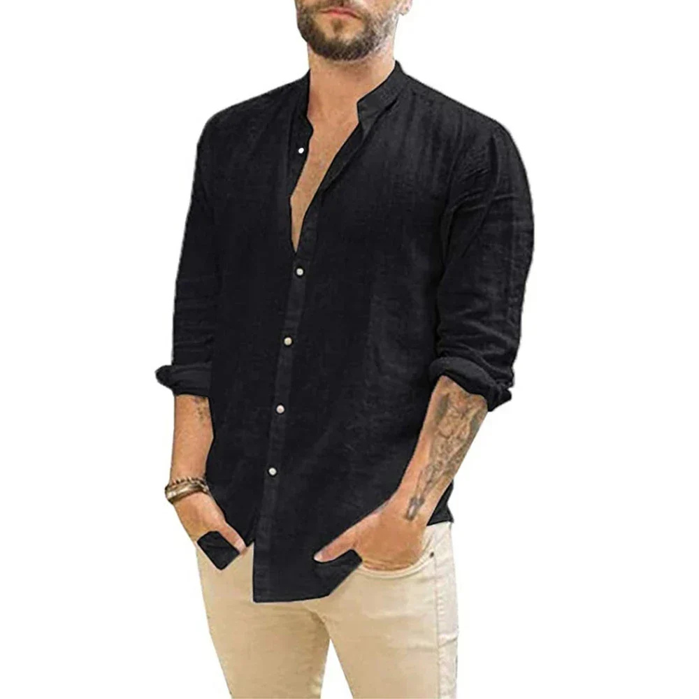 Salim | Men's Long Sleeve Shirt with Mao Collar