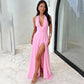 Sandra | Robe Longue Fendue à Décolleté Plongeant