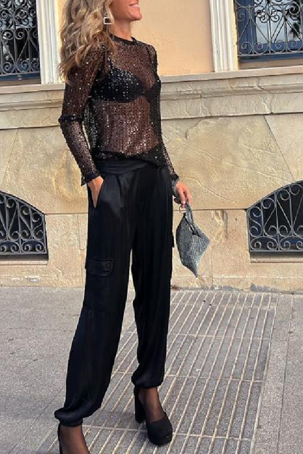 Maylis | Elegant High Sequin Top 
