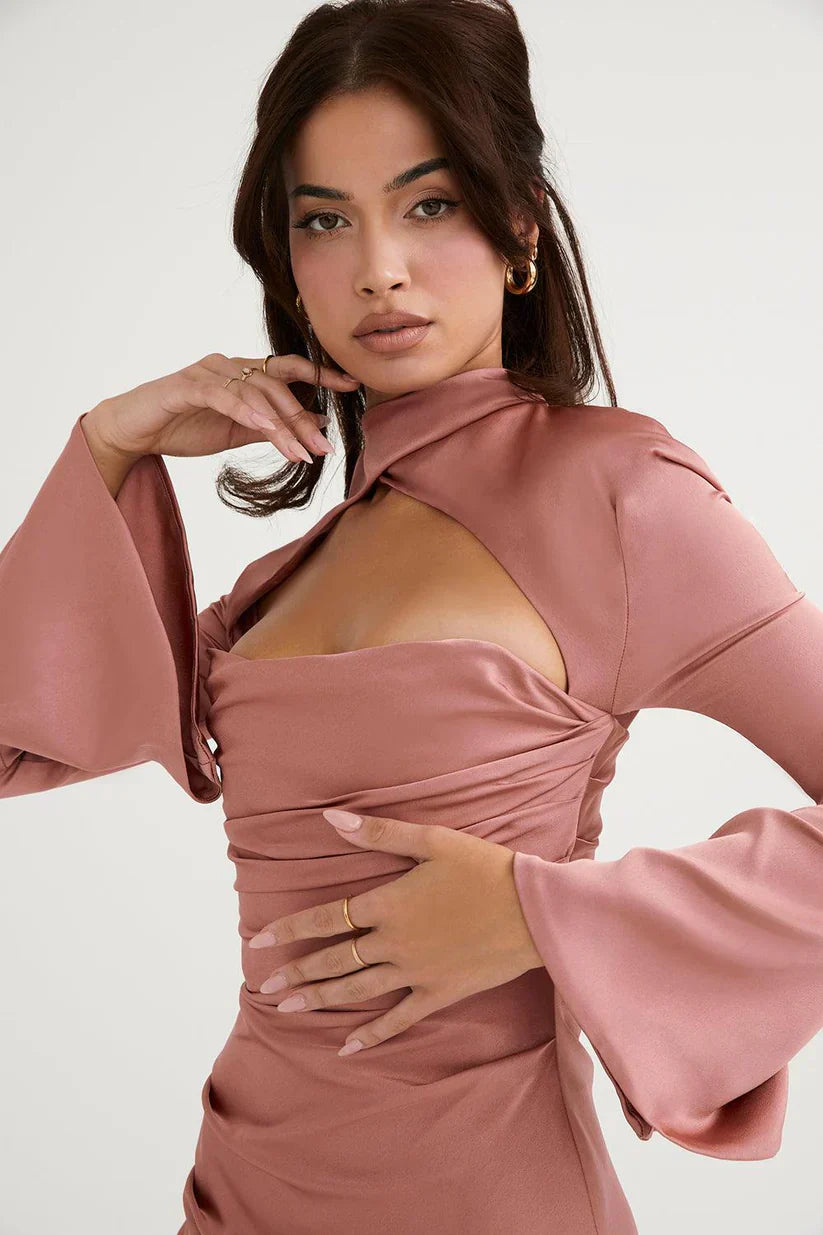 Paulette | Rochie De Cocktail Cu Decupaj Și Mâneci Lungi 