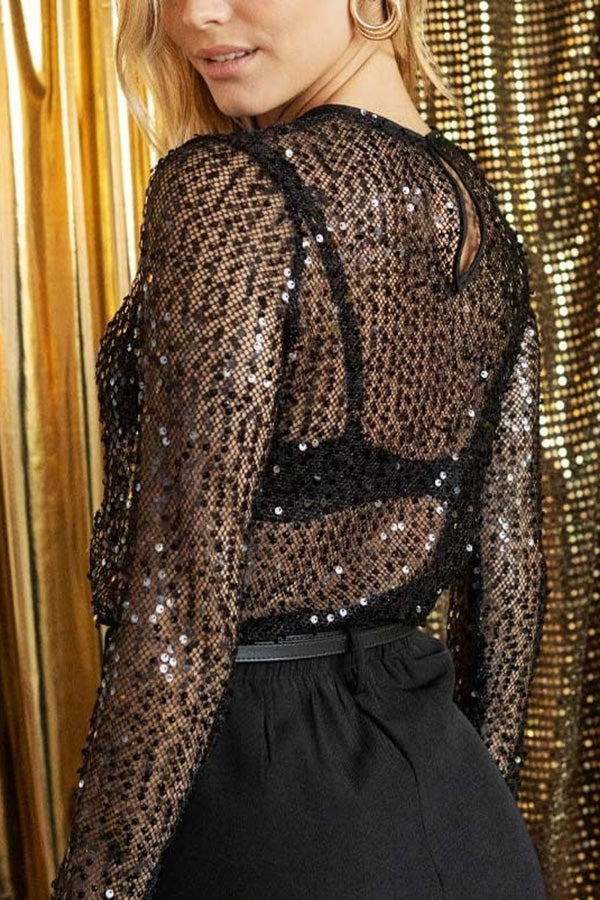 Maylis | Elegant High Sequin Top 