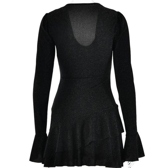 Candice | Mini vestido brillante de mangas acampanadas 