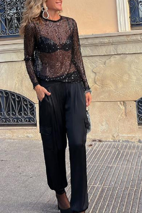Maylis | Elegant High Sequin Top 