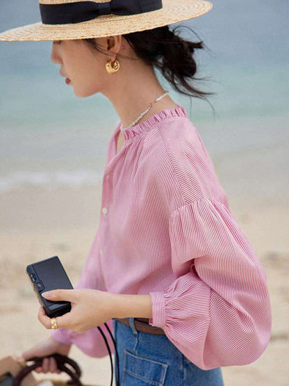 Ginette | Fine Striped Blouse – Chic and Guaranteed Comfort 