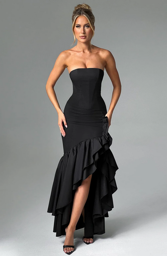 Aurore | Elegant Split Dress with Ruffles 