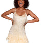 Clarisse | Glamorous Mini Dress with Fringes and Feathers 