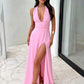 Sandra | Robe Longue Fendue à Décolleté Plongeant