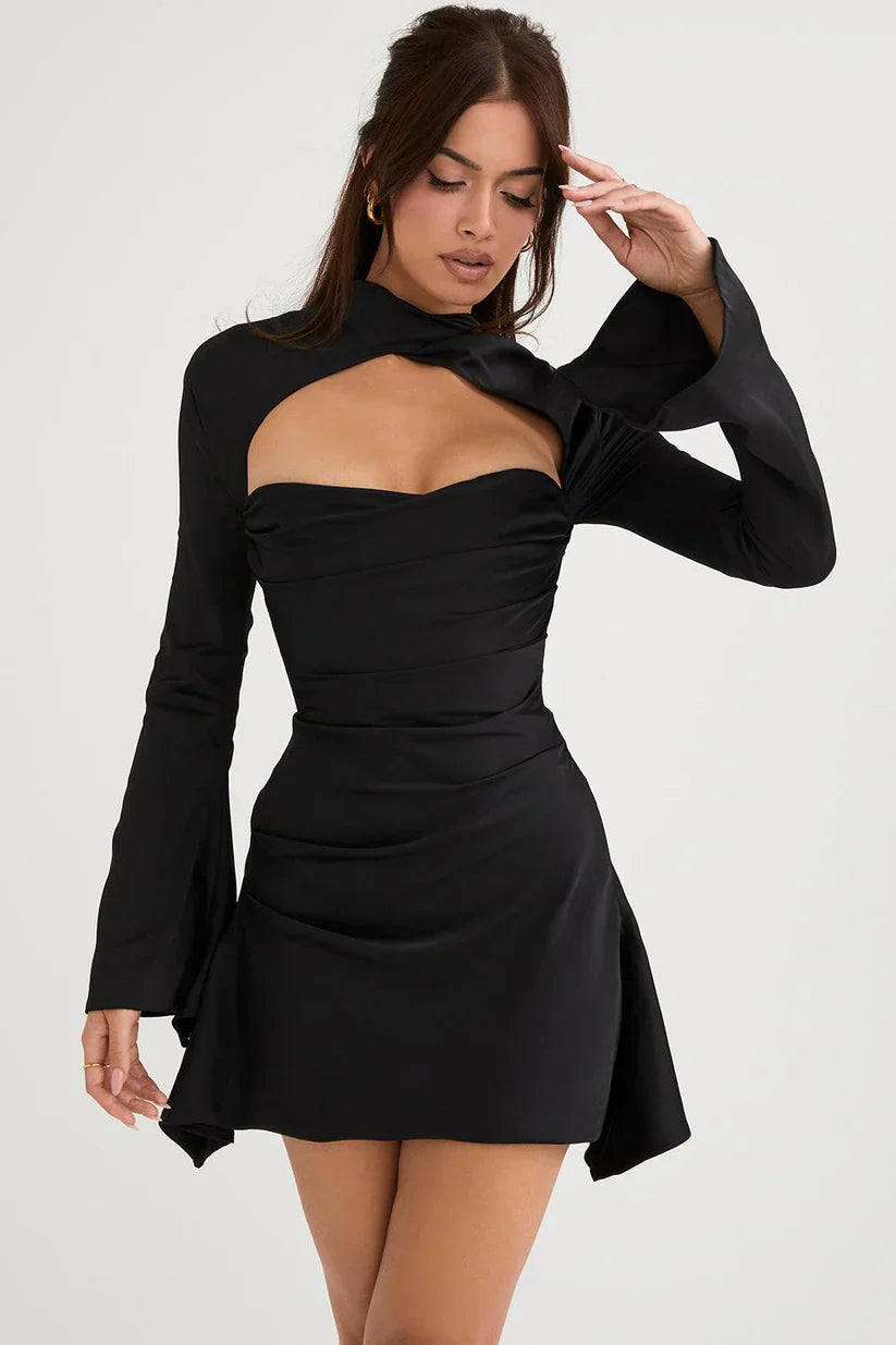 Paulette | Rochie De Cocktail Cu Decupaj Și Mâneci Lungi 