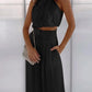 Marine | Chic Set – Asymmetrical Top and Flowing Pants 