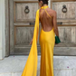 Jade | Long Draped Evening Dress 