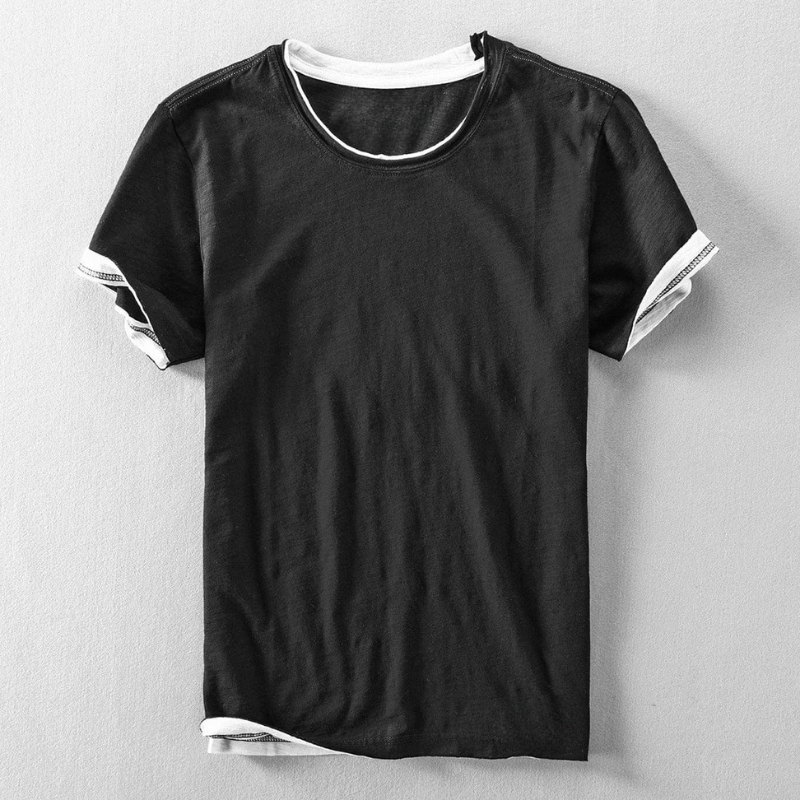 Fabio | T-shirt met ronde hals en zichtbare mouwen 