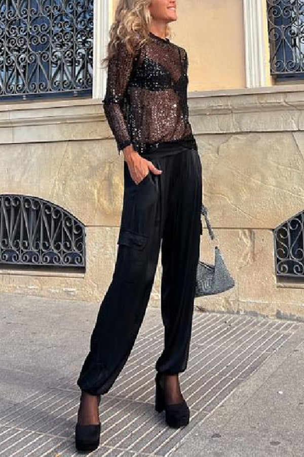 Maylis | Elegant High Sequin Top 