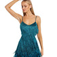 Clarisse | Glamorous Mini Dress with Fringes and Feathers 