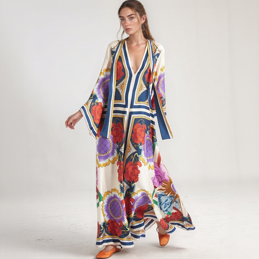 Djamila | Maxi Kaftan Bohémský – Uvolněná a Plynulá Elegance 