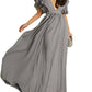 Louise | Robe Longue Élégante à Volants et Décolleté Plongeant