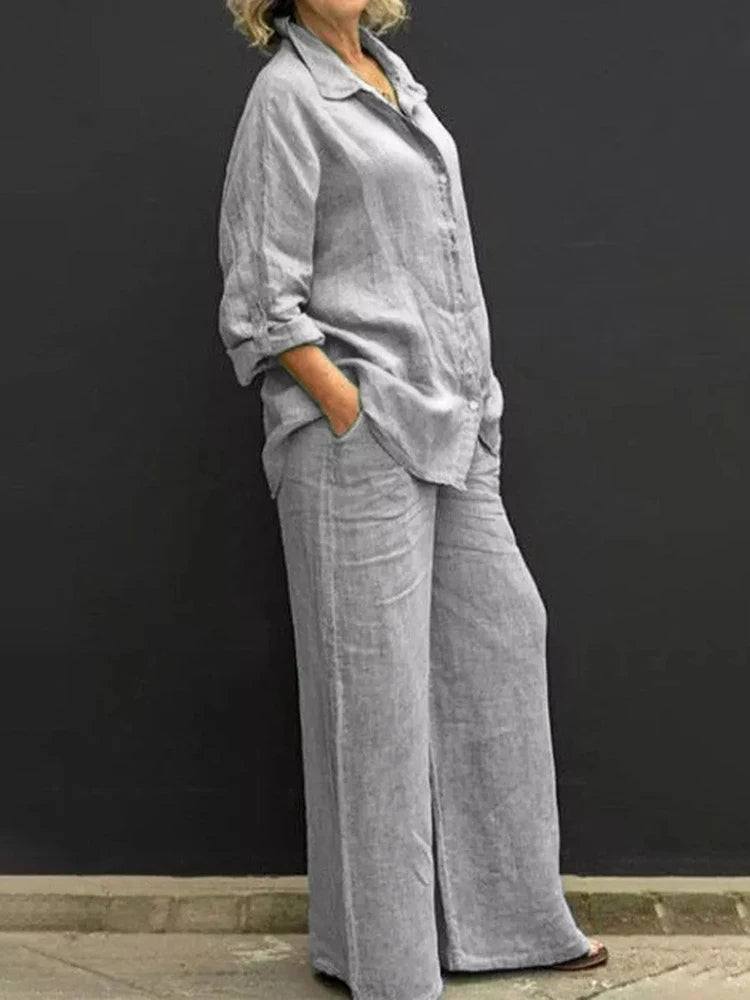 Gwendoline | Women's Buttoned Set – Oversized and Trendy Cut 