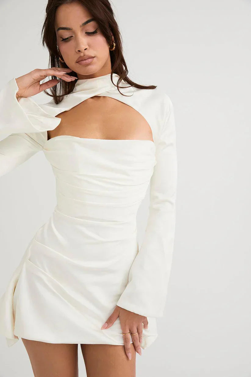 Paulette | Rochie De Cocktail Cu Decupaj Și Mâneci Lungi 