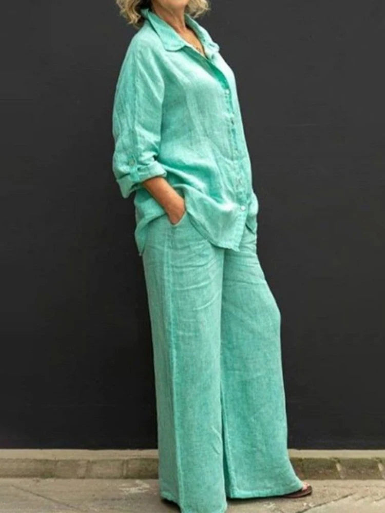 Gwendoline | Women's Buttoned Set – Oversized and Trendy Cut 