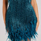 Clarisse | Glamorous Mini Dress with Fringes and Feathers 