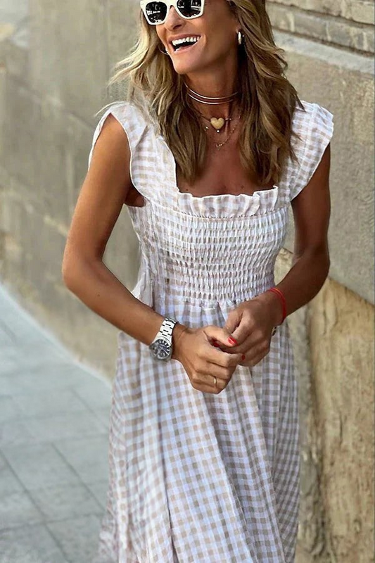 Maud | Fitted Checkered Dress 