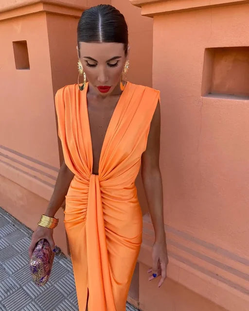 Pénélope | Robe Longue Nouée – Élégance Et Touche Sensuelle