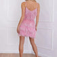 Clarisse | Glamorous Mini Dress with Fringes and Feathers 