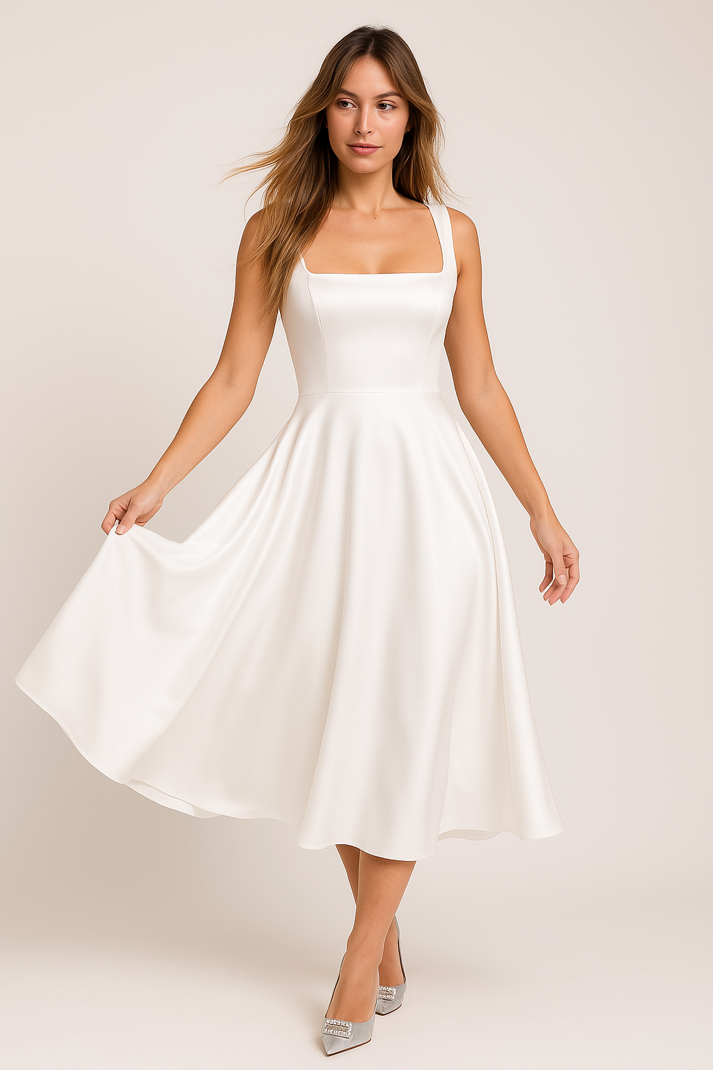 Rim | Elegantní Midi Šaty s Hranatým Výstřihem 