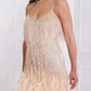 Clarisse | Glamorous Mini Dress with Fringes and Feathers 