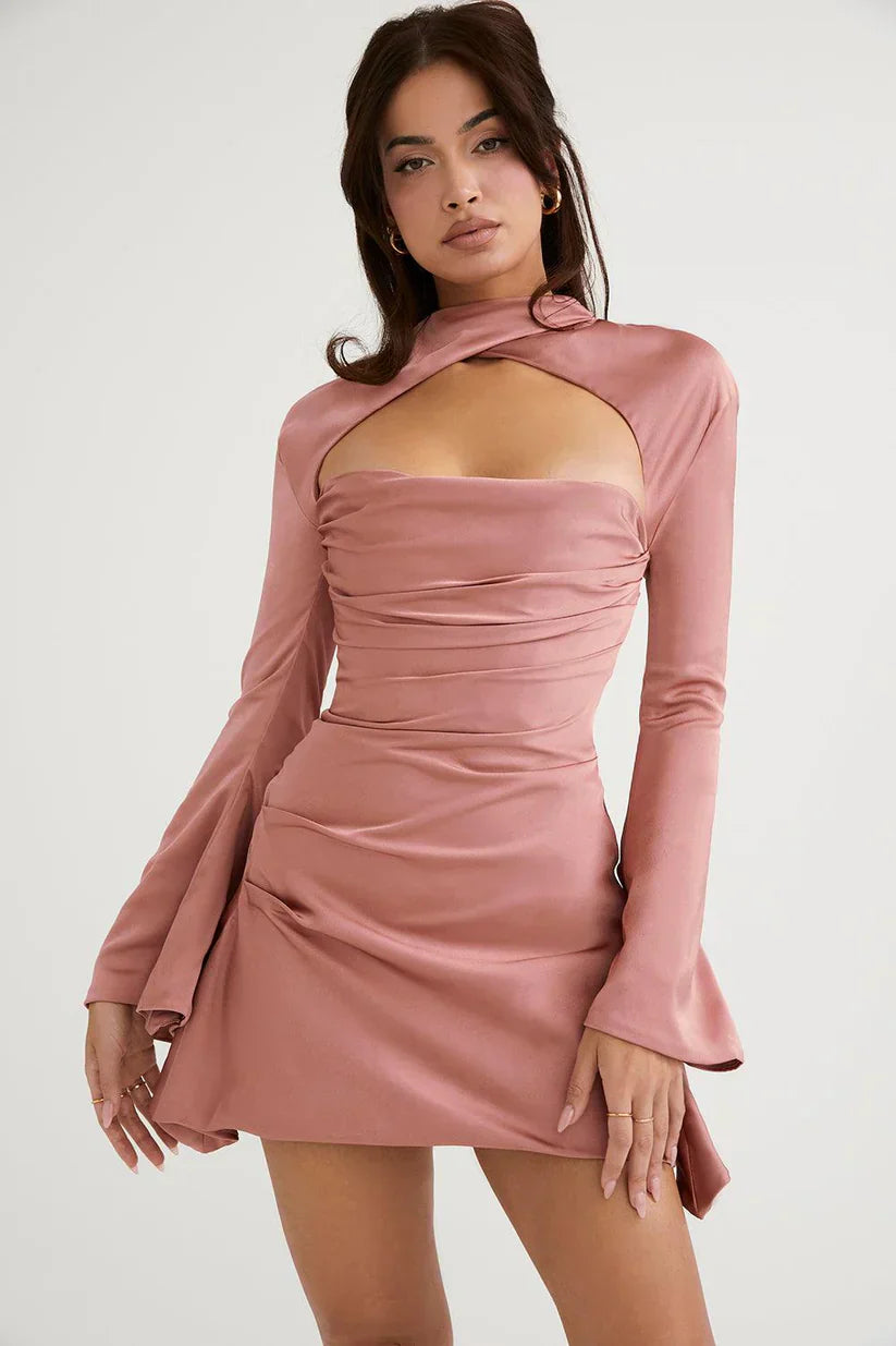 Paulette | Rochie De Cocktail Cu Decupaj Și Mâneci Lungi 