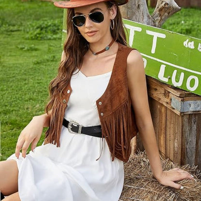 Eva | Korte Mouwloze Jas – Western en Trendy 