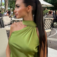 Jade | Long Draped Evening Dress 